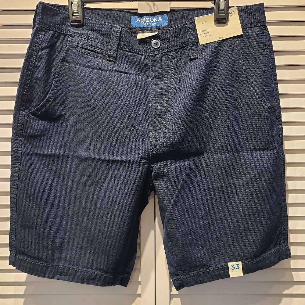 Mens Lightweight Knit Shorts by Arizona. Color Dark Blue. Size 33. Great Fabric.